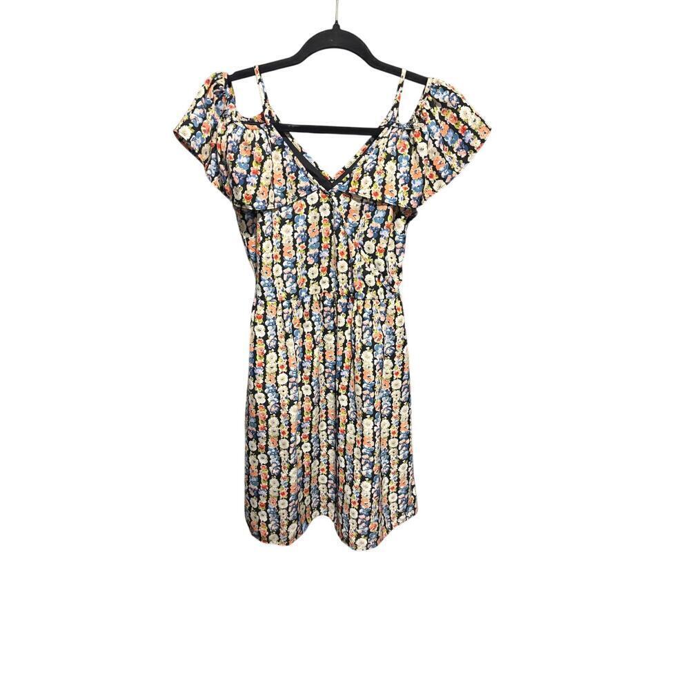 J. Crew Mercantile Cold Shoulder Ruffle Dress Size 2 Charlotte Floral - Picture 5 of 7